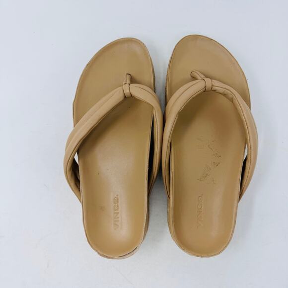 Vince Tan Leather Platform Flip Flop Sandals Women’s Size 7.5 - Picture 8 of 12